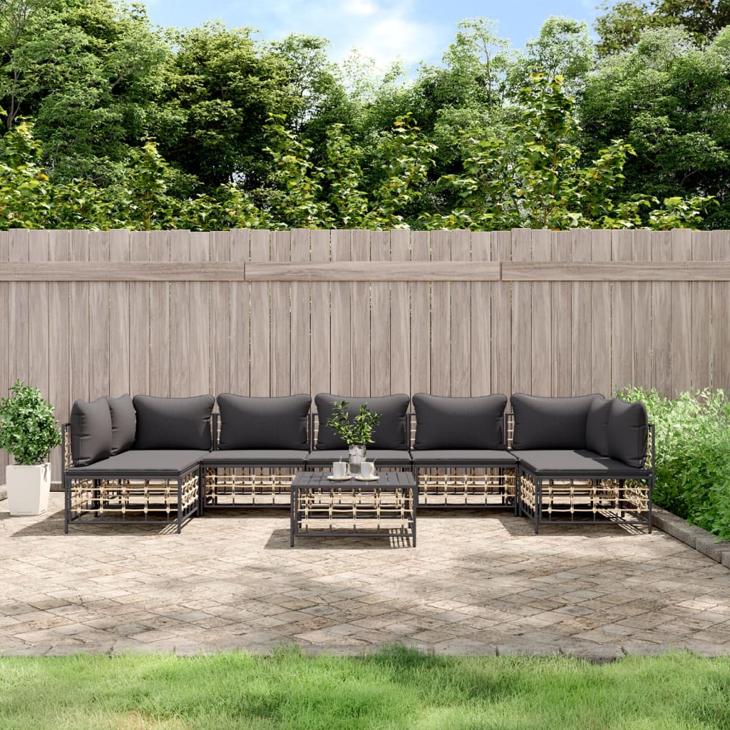 8-delige Loungeset met kussens poly rattan antracietkleurig is nu te koop bij PeponiXL, paradijselijk wonen!