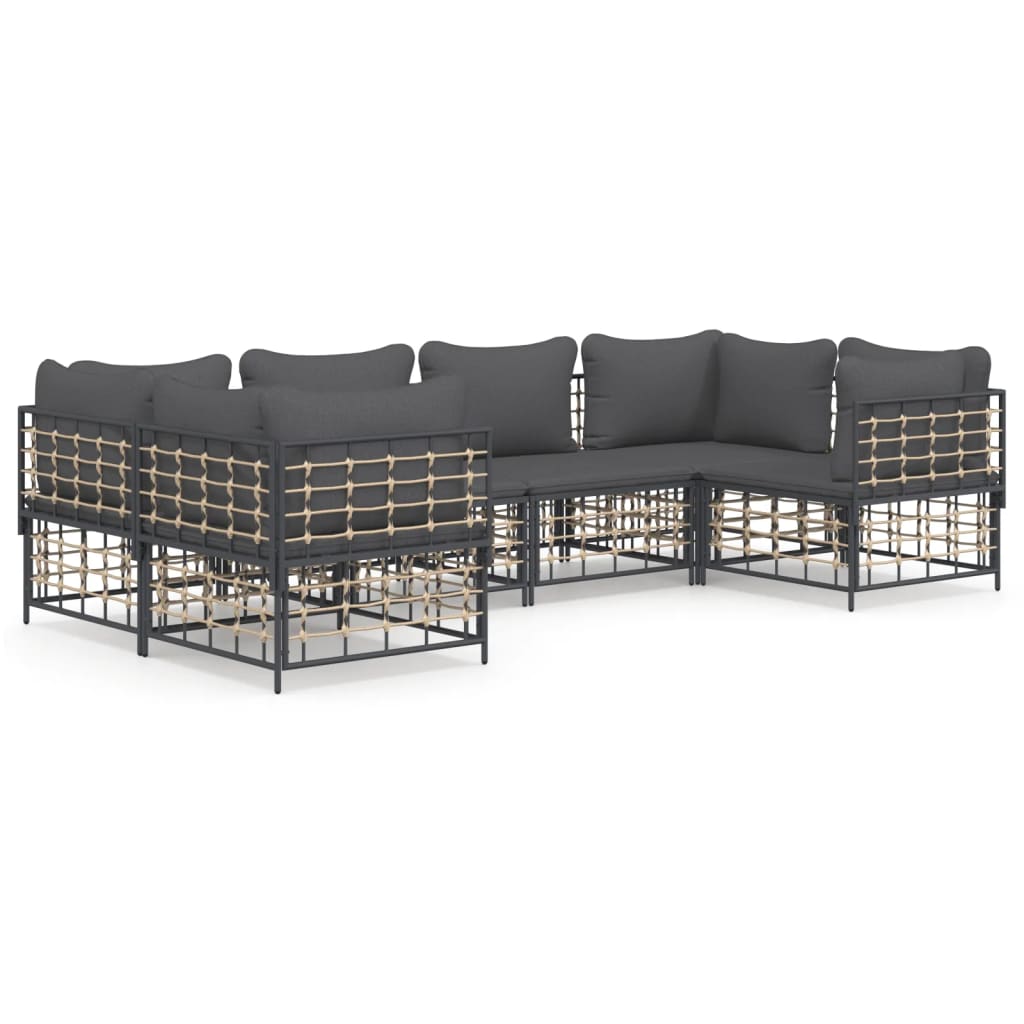 6-delige Loungeset met kussens poly rattan antracietkleurig is nu te koop bij PeponiXL, paradijselijk wonen!