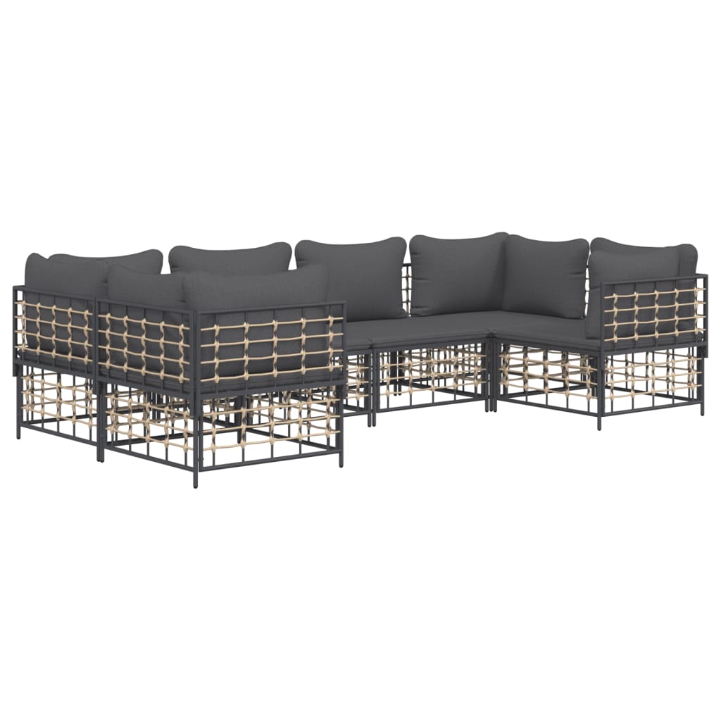 6-delige Loungeset met kussens poly rattan antracietkleurig is nu te koop bij PeponiXL, paradijselijk wonen!