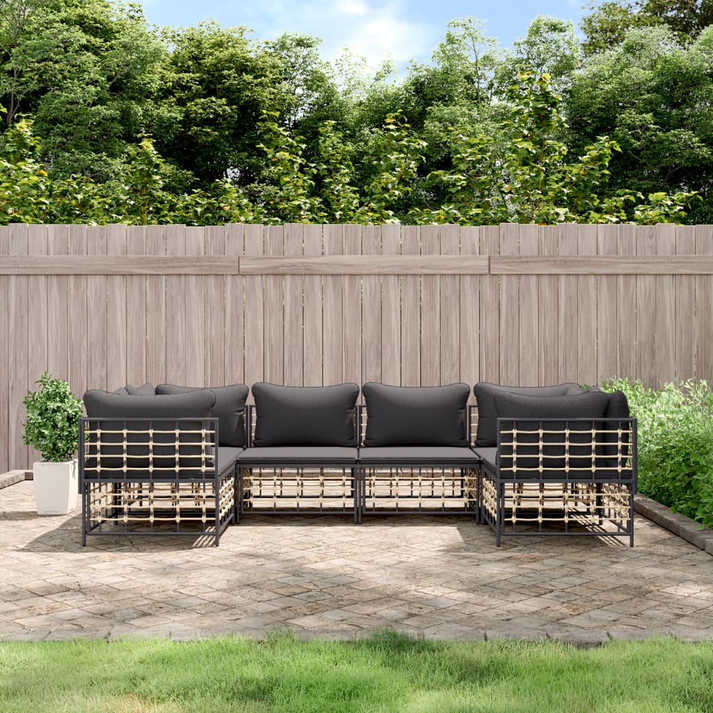 6-delige Loungeset met kussens poly rattan antracietkleurig is nu te koop bij PeponiXL, paradijselijk wonen!