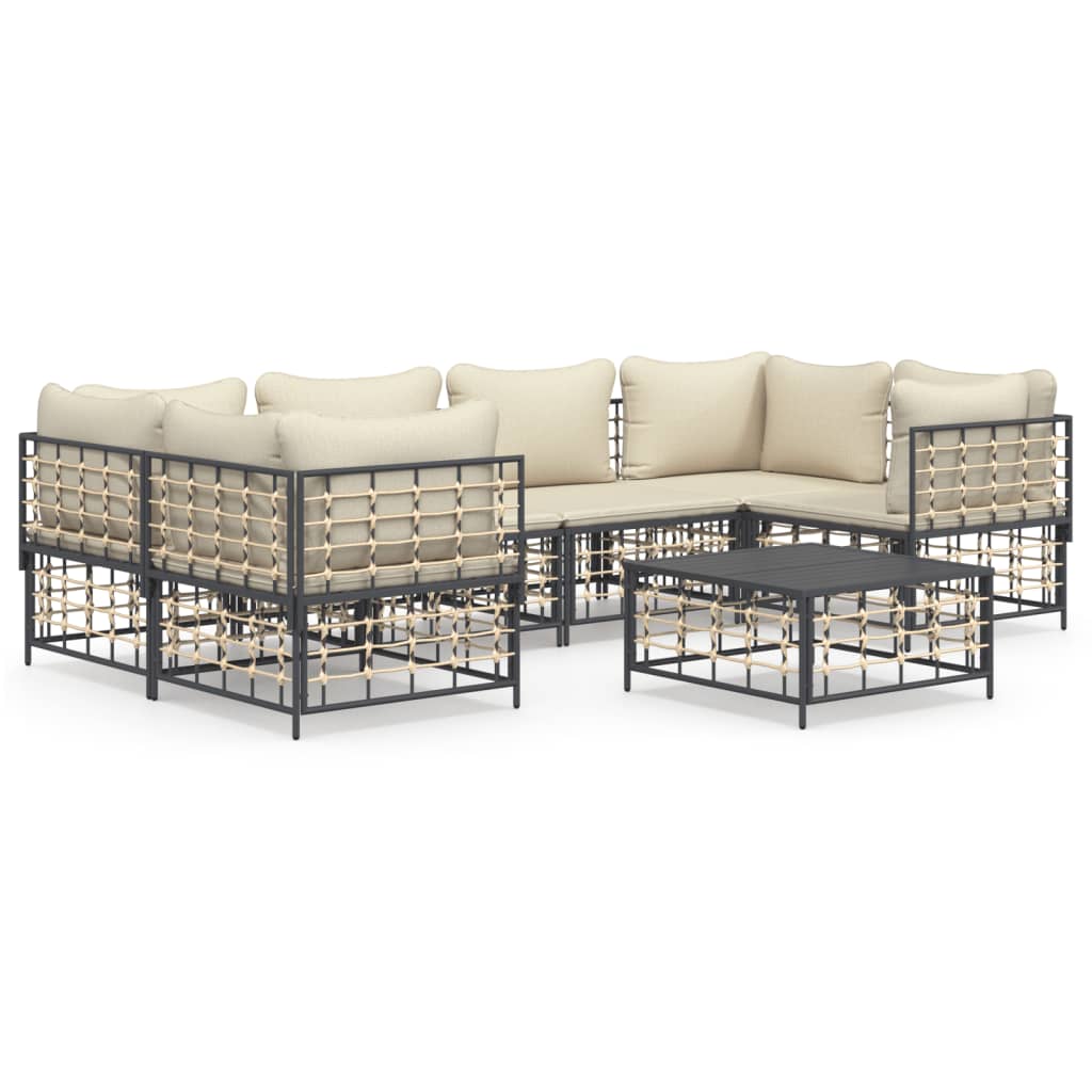 7-delige Loungeset met kussens poly rattan antracietkleurig is nu te koop bij PeponiXL, paradijselijk wonen!