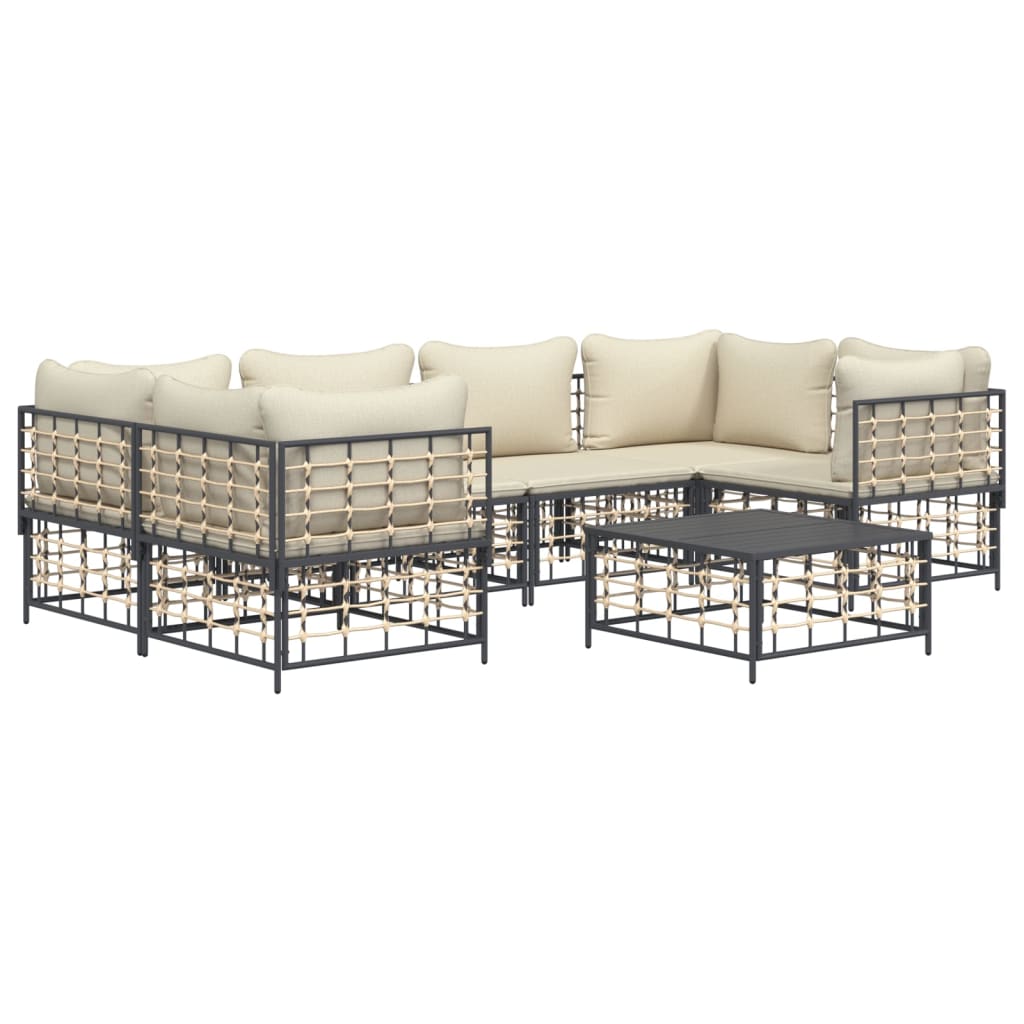 7-delige Loungeset met kussens poly rattan antracietkleurig is nu te koop bij PeponiXL, paradijselijk wonen!