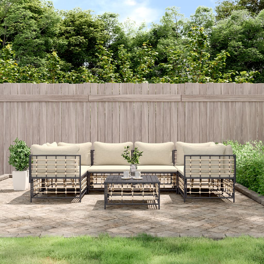 7-delige Loungeset met kussens poly rattan antracietkleurig is nu te koop bij PeponiXL, paradijselijk wonen!