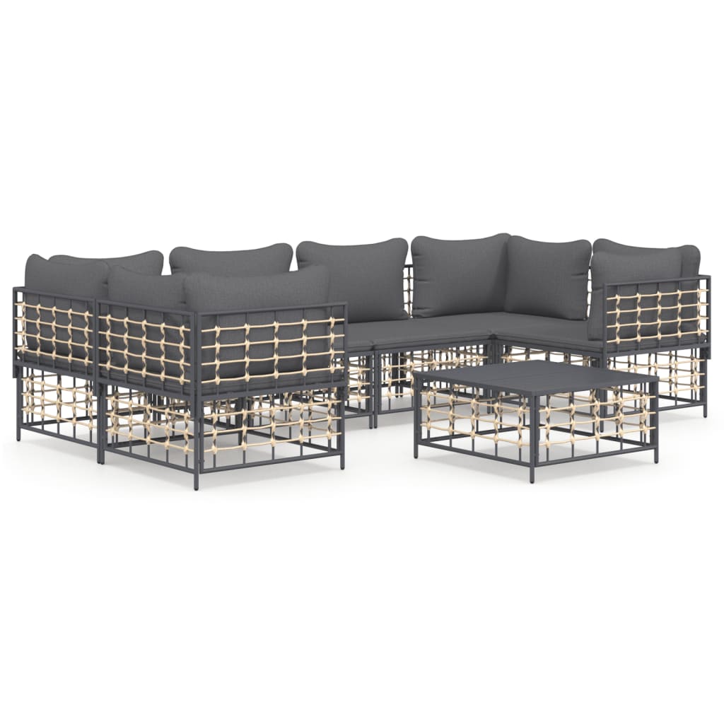7-delige Loungeset met kussens poly rattan antracietkleurig is nu te koop bij PeponiXL, paradijselijk wonen!