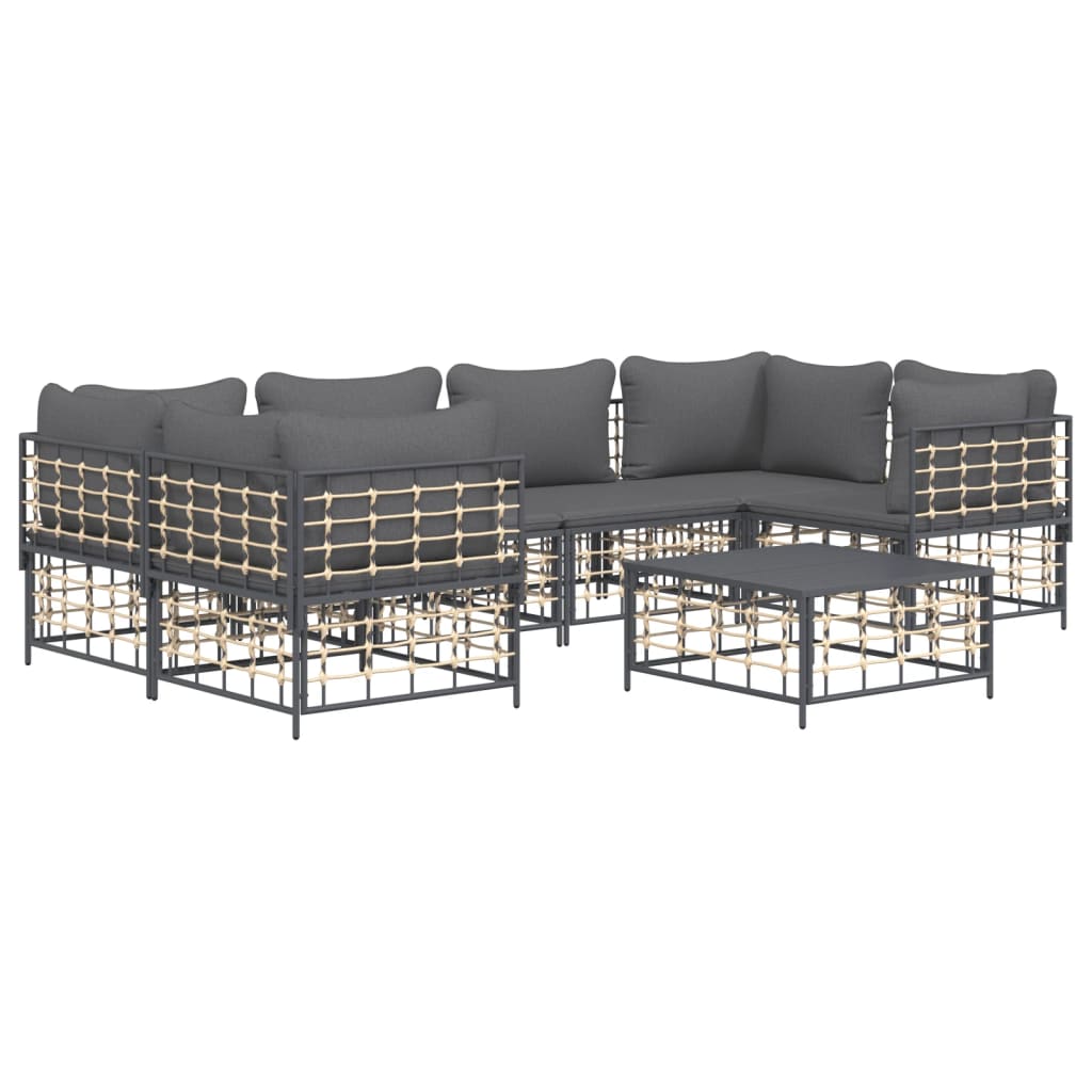 7-delige Loungeset met kussens poly rattan antracietkleurig is nu te koop bij PeponiXL, paradijselijk wonen!