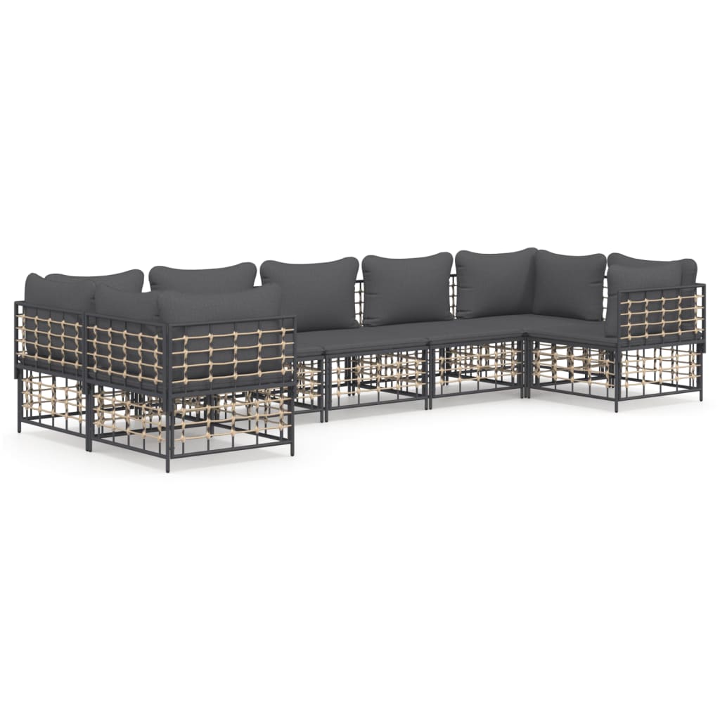 7-delige Loungeset met kussens poly rattan antracietkleurig is nu te koop bij PeponiXL, paradijselijk wonen!