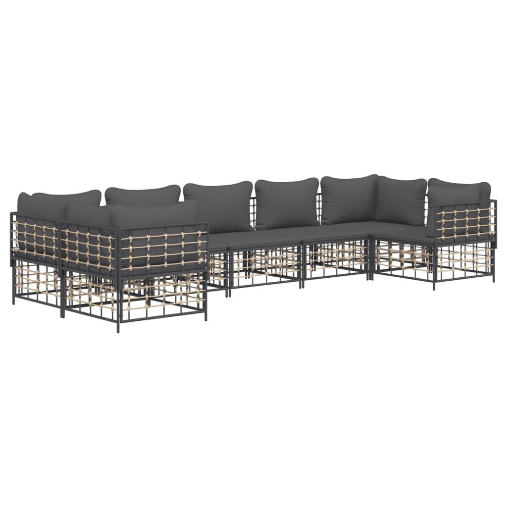 7-delige Loungeset met kussens poly rattan antracietkleurig is nu te koop bij PeponiXL, paradijselijk wonen!