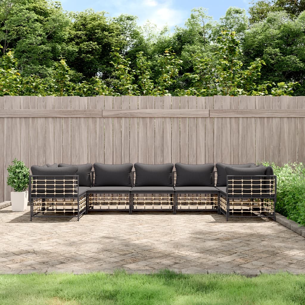 7-delige Loungeset met kussens poly rattan antracietkleurig is nu te koop bij PeponiXL, paradijselijk wonen!