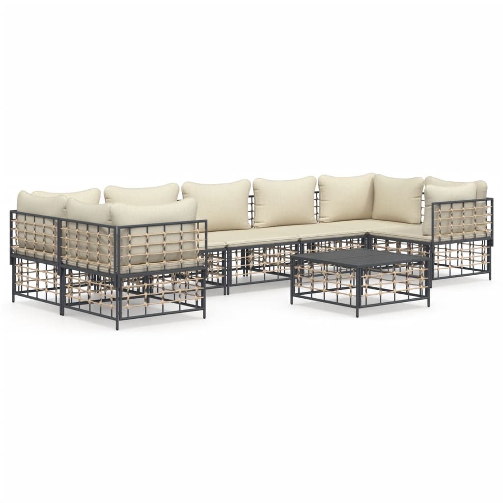8-delige Loungeset met kussens poly rattan antracietkleurig is nu te koop bij PeponiXL, paradijselijk wonen!