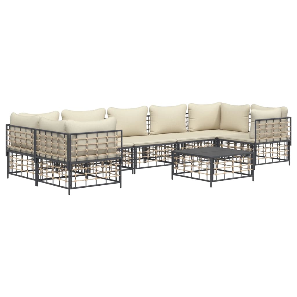 8-delige Loungeset met kussens poly rattan antracietkleurig is nu te koop bij PeponiXL, paradijselijk wonen!