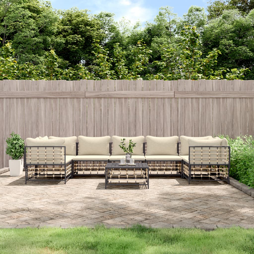 8-delige Loungeset met kussens poly rattan antracietkleurig is nu te koop bij PeponiXL, paradijselijk wonen!