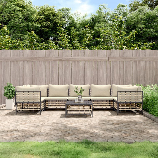8-delige Loungeset met kussens poly rattan antracietkleurig is nu te koop bij PeponiXL, paradijselijk wonen!