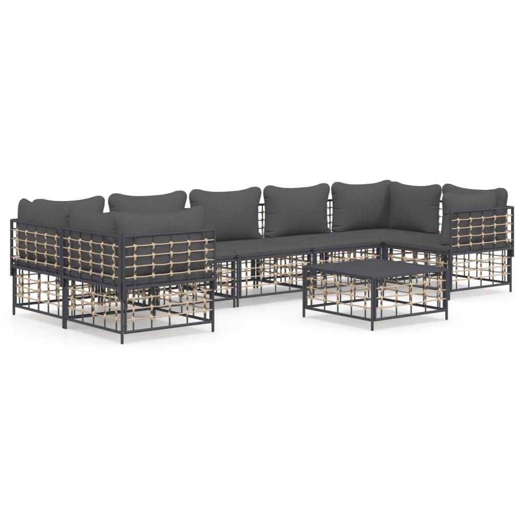 8-delige Loungeset met kussens poly rattan antracietkleurig is nu te koop bij PeponiXL, paradijselijk wonen!