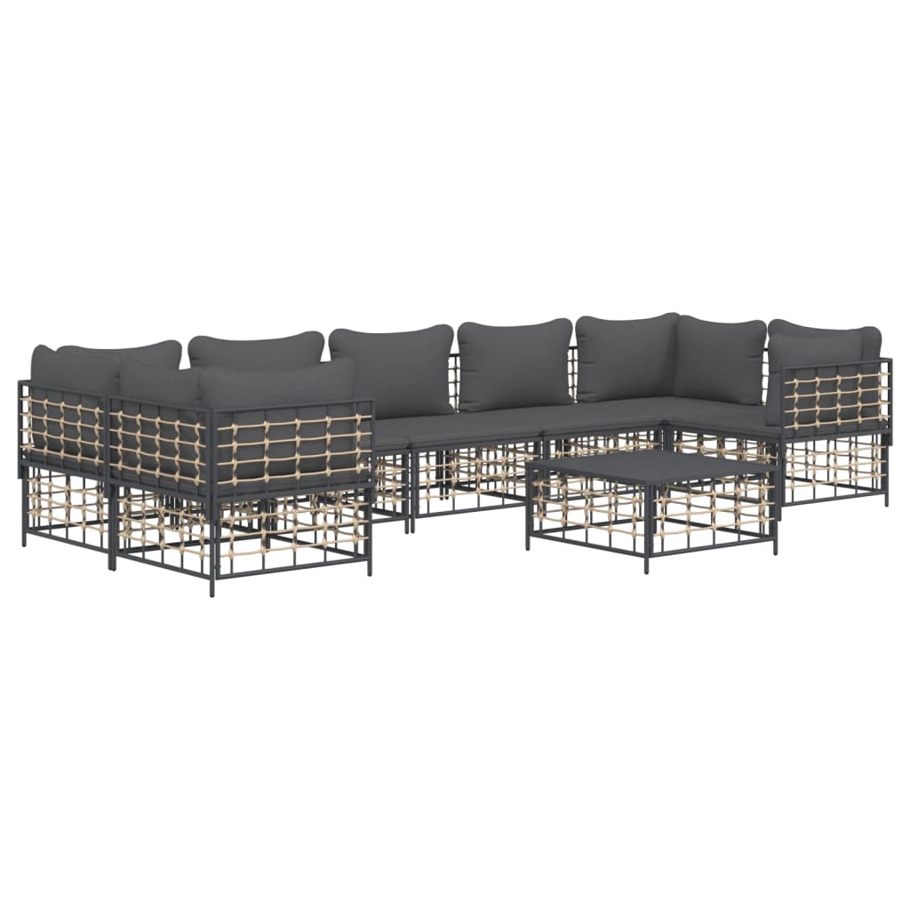 8-delige Loungeset met kussens poly rattan antracietkleurig is nu te koop bij PeponiXL, paradijselijk wonen!