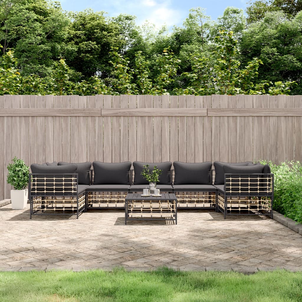 8-delige Loungeset met kussens poly rattan antracietkleurig is nu te koop bij PeponiXL, paradijselijk wonen!