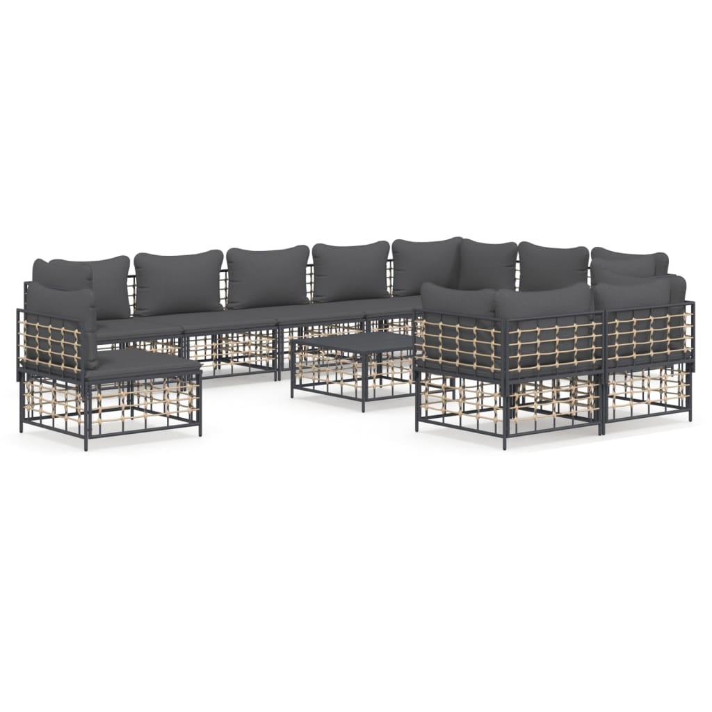 11-delige Loungeset met kussens poly rattan antracietkleurig is nu te koop bij PeponiXL, paradijselijk wonen!