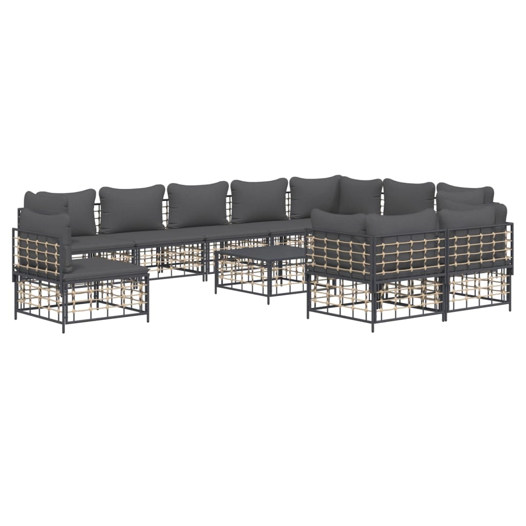 11-delige Loungeset met kussens poly rattan antracietkleurig is nu te koop bij PeponiXL, paradijselijk wonen!