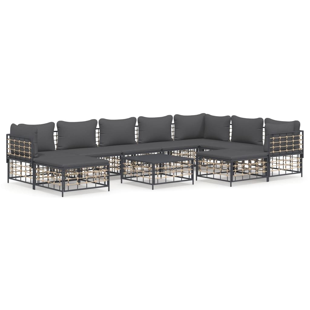 10-delige Loungeset met kussens poly rattan antracietkleurig is nu te koop bij PeponiXL, paradijselijk wonen!