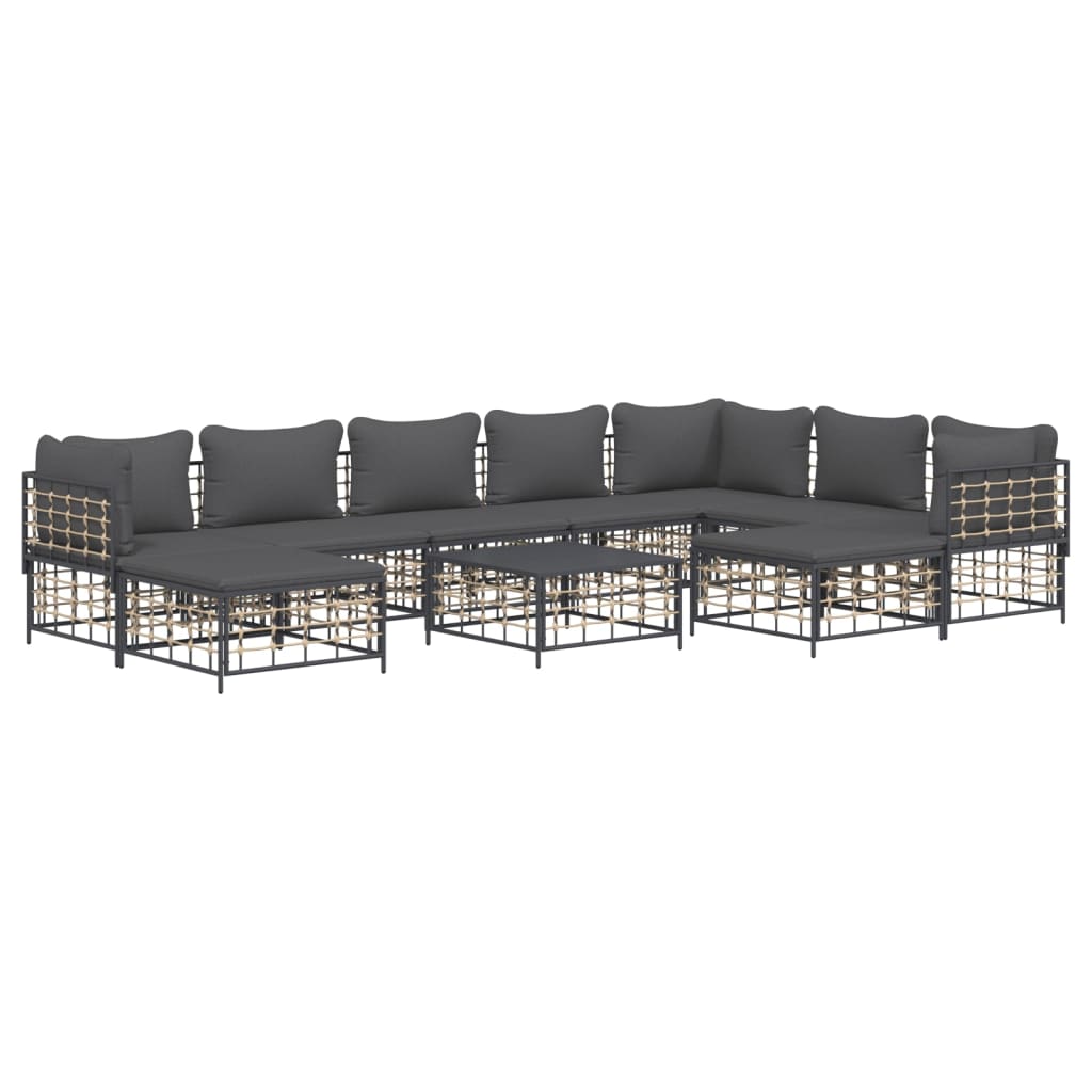 10-delige Loungeset met kussens poly rattan antracietkleurig is nu te koop bij PeponiXL, paradijselijk wonen!