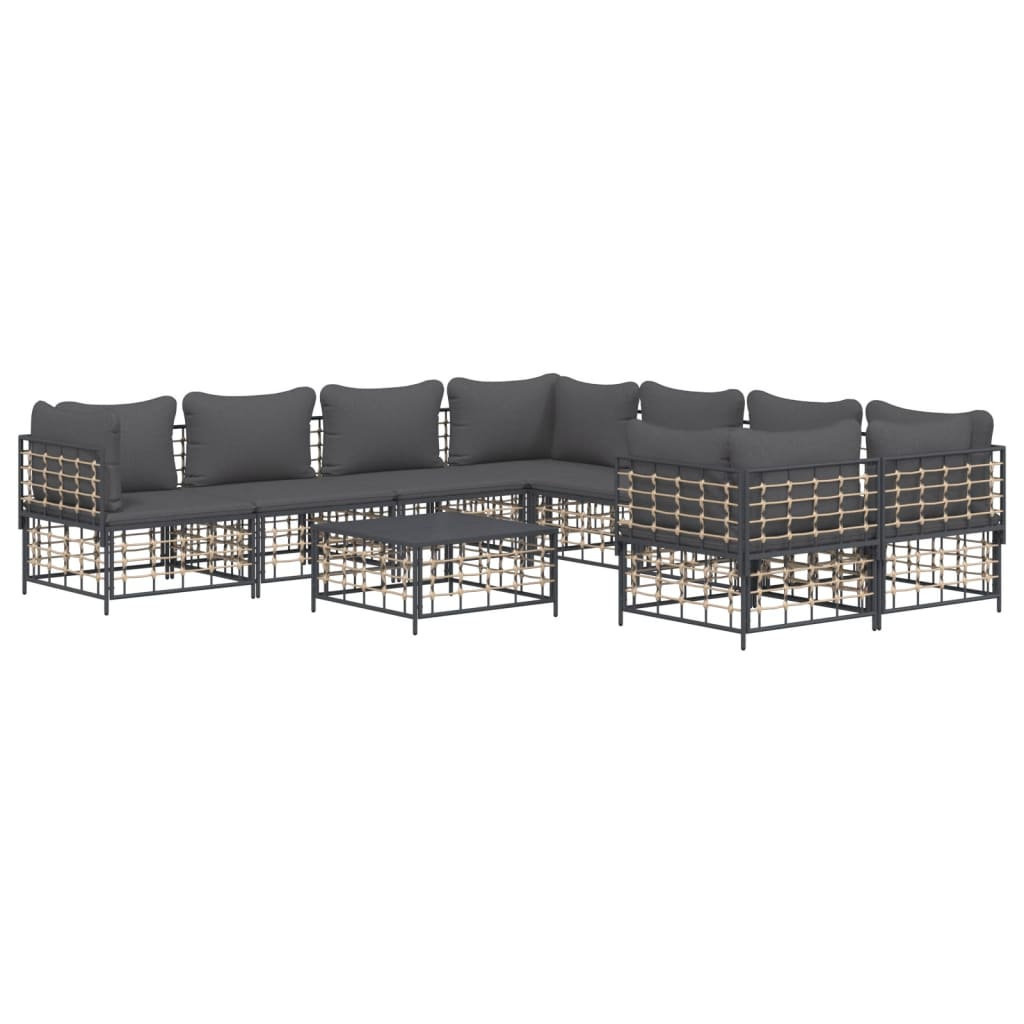 9-delige Loungeset met kussens poly rattan antracietkleurig is nu te koop bij PeponiXL, paradijselijk wonen!
