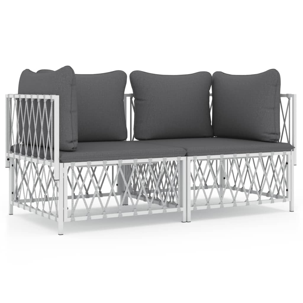 2-delige Loungeset met kussens staal wit is nu te koop bij PeponiXL, paradijselijk wonen!