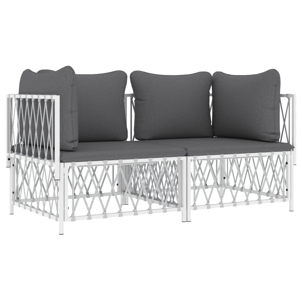2-delige Loungeset met kussens staal wit is nu te koop bij PeponiXL, paradijselijk wonen!