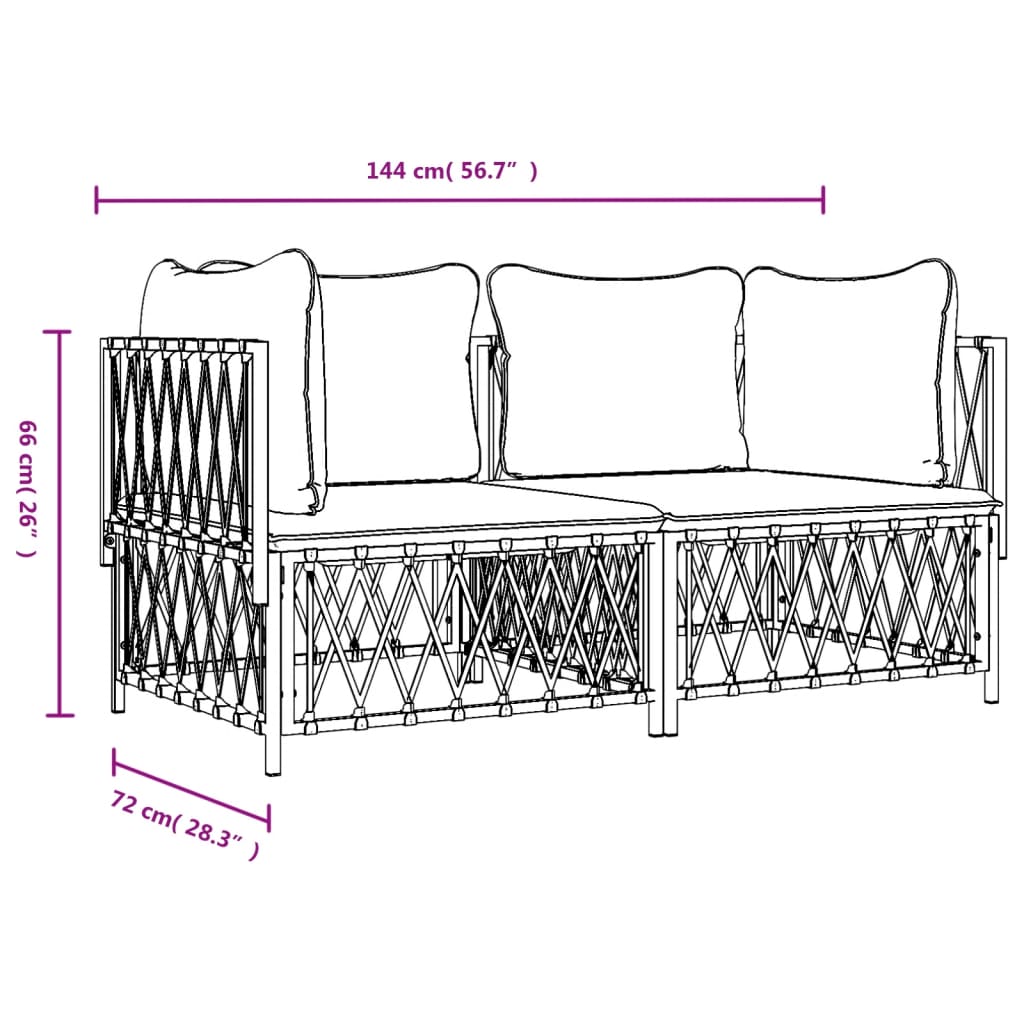 2-delige Loungeset met kussens staal wit is nu te koop bij PeponiXL, paradijselijk wonen!