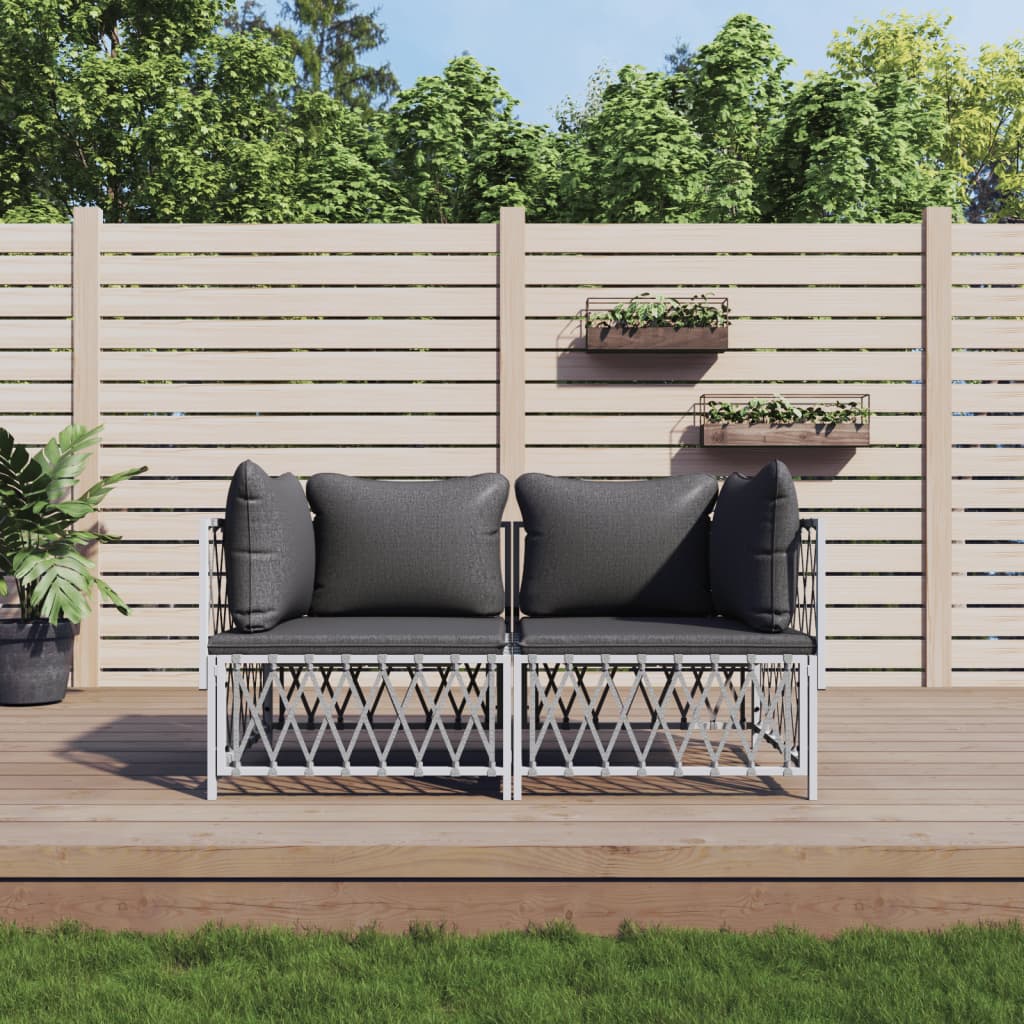 2-delige Loungeset met kussens staal wit is nu te koop bij PeponiXL, paradijselijk wonen!