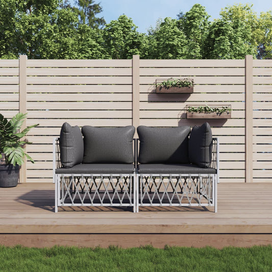 2-delige Loungeset met kussens staal wit is nu te koop bij PeponiXL, paradijselijk wonen!