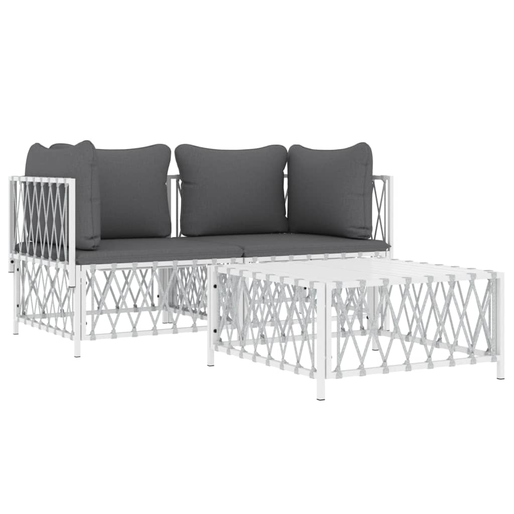 3-delige Loungeset met kussens staal wit is nu te koop bij PeponiXL, paradijselijk wonen!