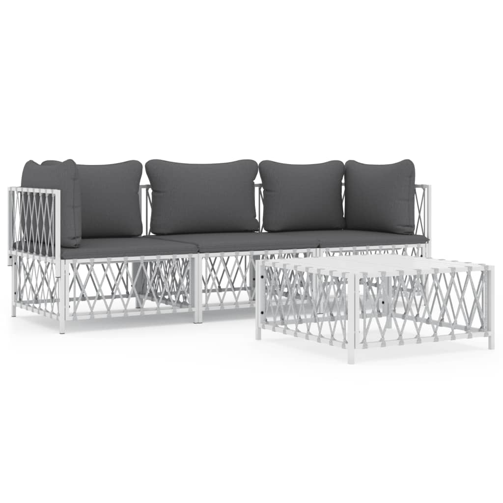 4-delige Loungeset met kussens staal wit is nu te koop bij PeponiXL, paradijselijk wonen!