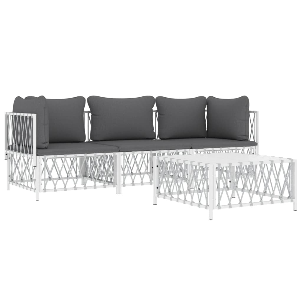 4-delige Loungeset met kussens staal wit is nu te koop bij PeponiXL, paradijselijk wonen!