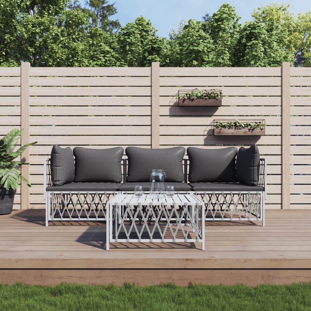 4-delige Loungeset met kussens staal wit is nu te koop bij PeponiXL, paradijselijk wonen!