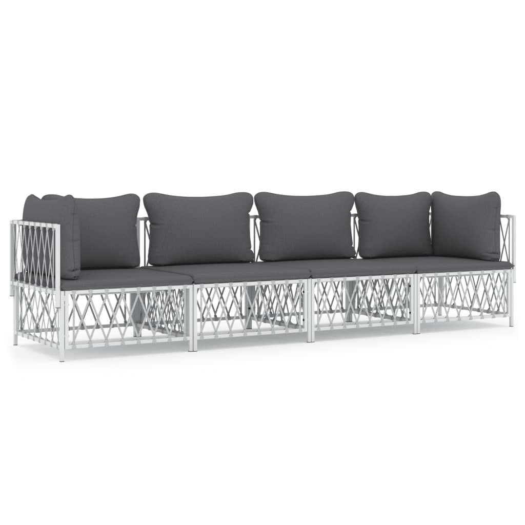 4-delige Loungeset met kussens staal wit is nu te koop bij PeponiXL, paradijselijk wonen!