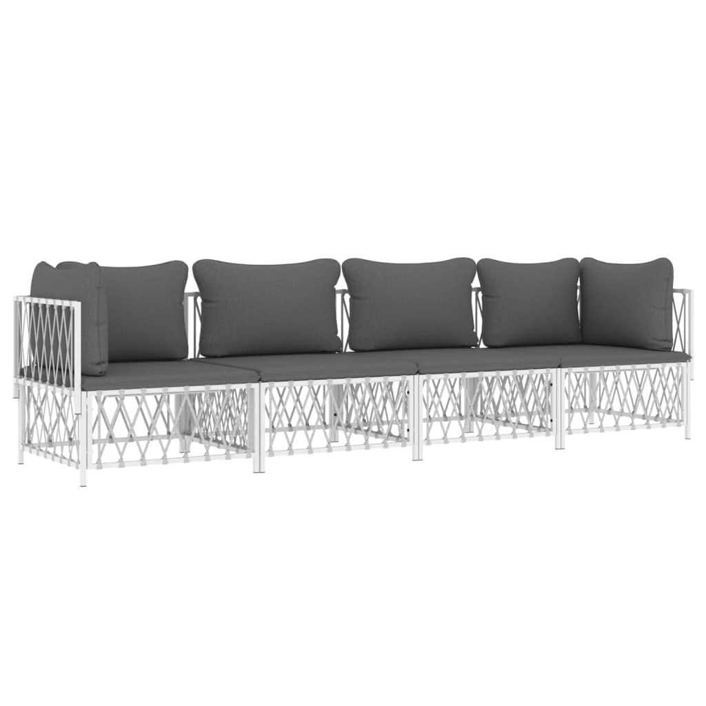 4-delige Loungeset met kussens staal wit is nu te koop bij PeponiXL, paradijselijk wonen!