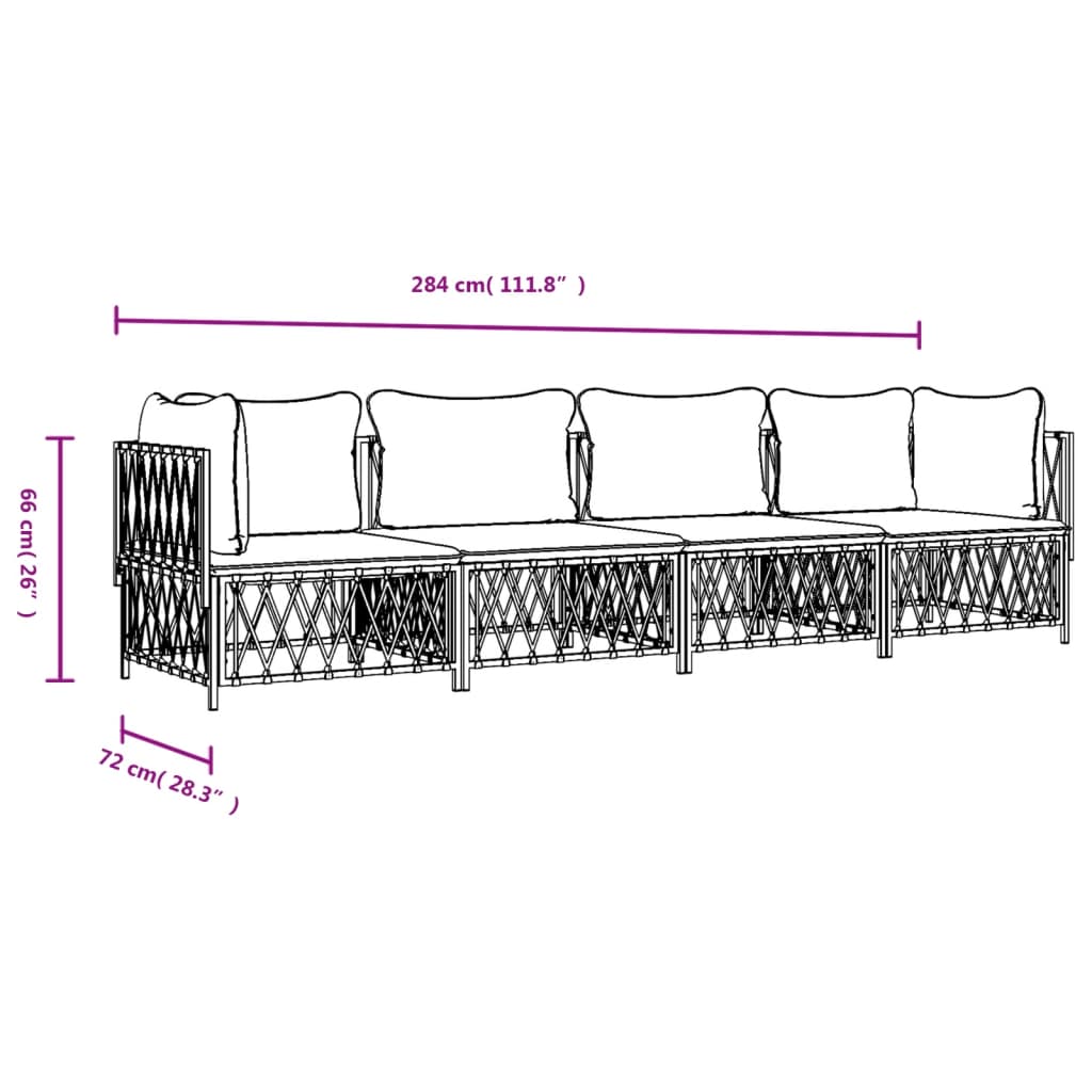 4-delige Loungeset met kussens staal wit is nu te koop bij PeponiXL, paradijselijk wonen!