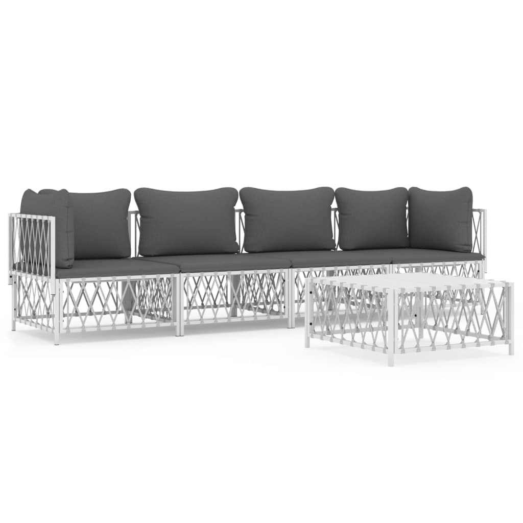 5-delige Loungeset met kussens staal wit is nu te koop bij PeponiXL, paradijselijk wonen!