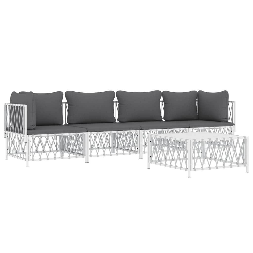 5-delige Loungeset met kussens staal wit is nu te koop bij PeponiXL, paradijselijk wonen!