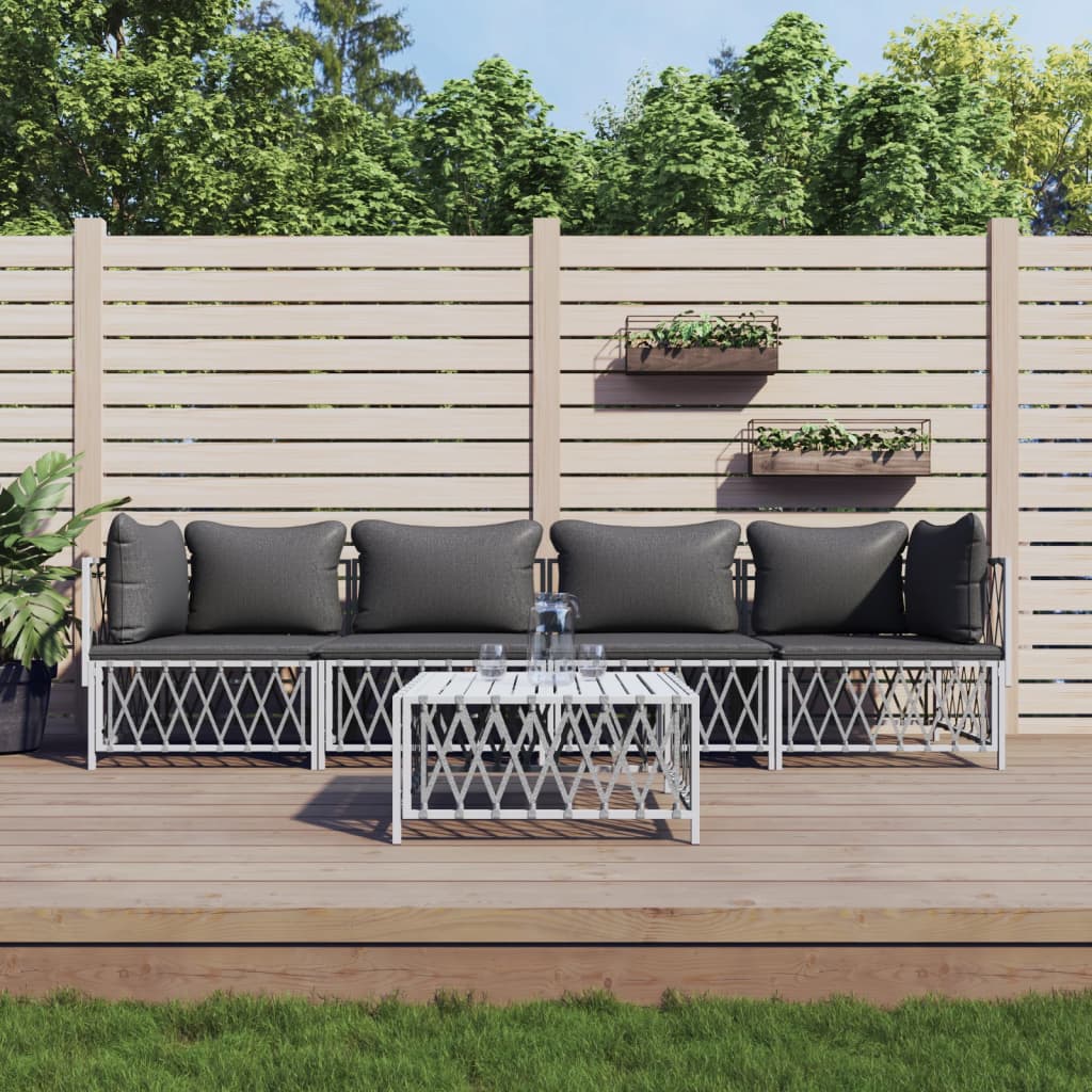 5-delige Loungeset met kussens staal wit is nu te koop bij PeponiXL, paradijselijk wonen!