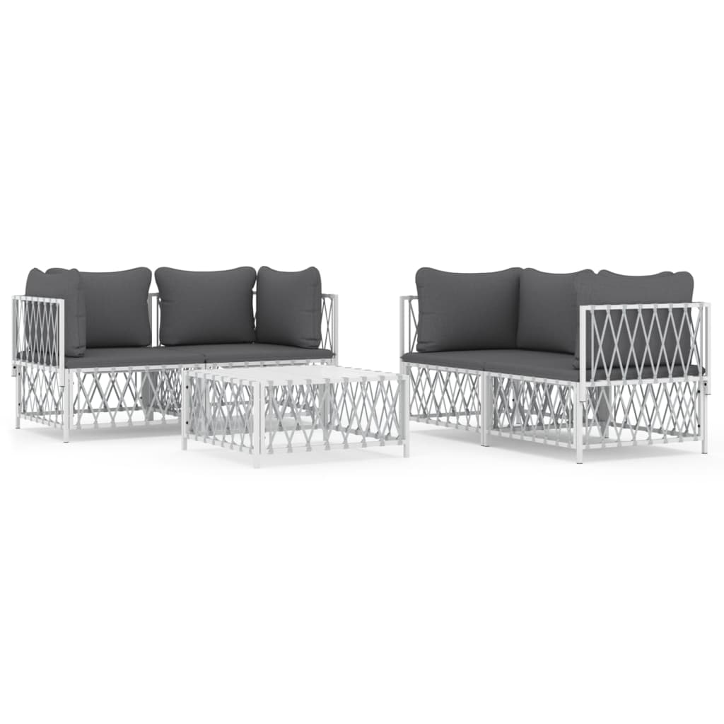 5-delige Loungeset met kussens staal wit is nu te koop bij PeponiXL, paradijselijk wonen!