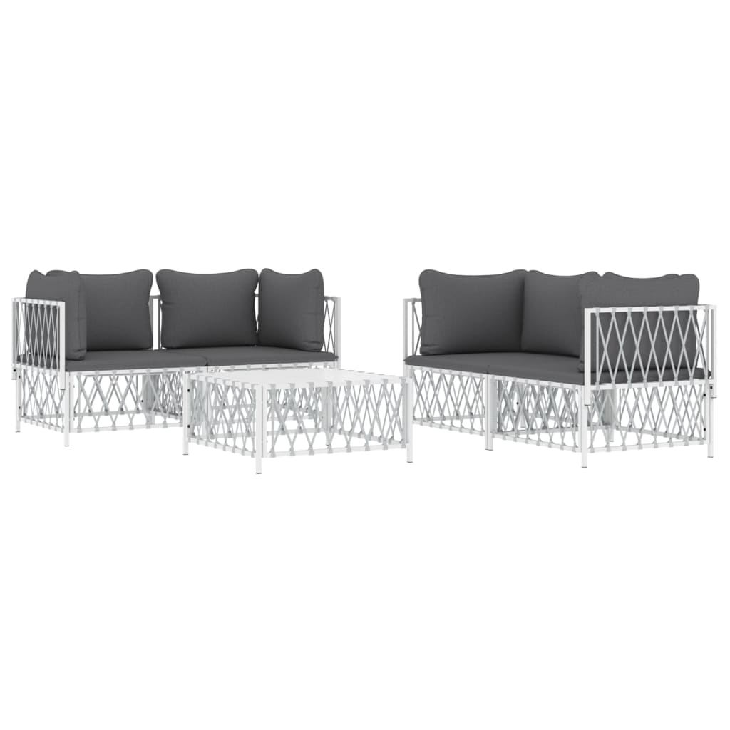 5-delige Loungeset met kussens staal wit is nu te koop bij PeponiXL, paradijselijk wonen!