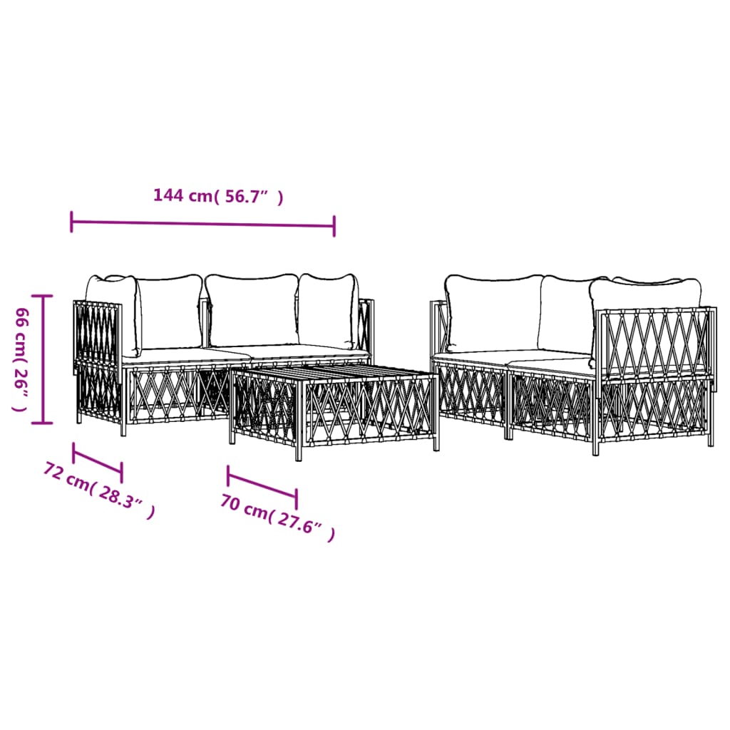 5-delige Loungeset met kussens staal wit is nu te koop bij PeponiXL, paradijselijk wonen!