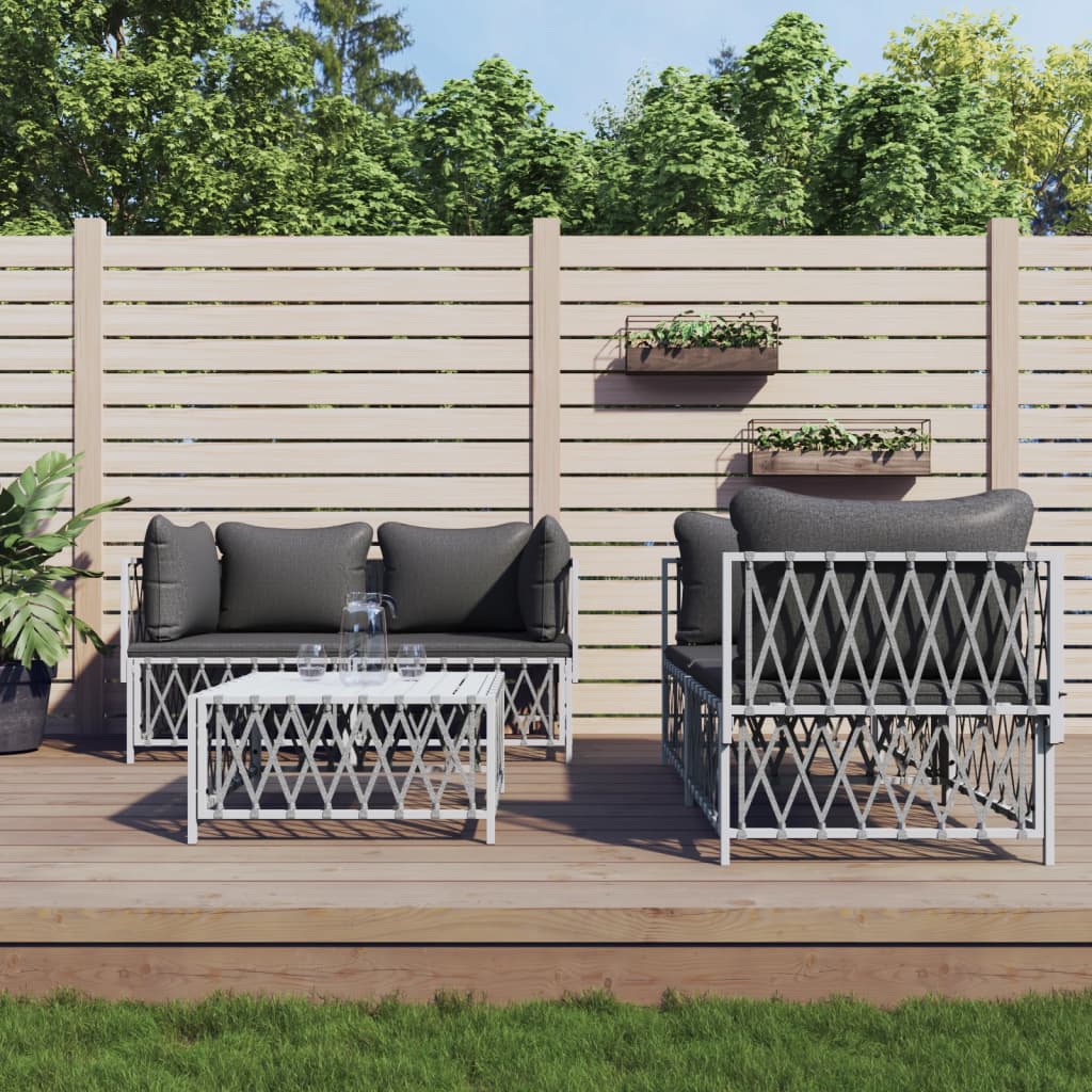 5-delige Loungeset met kussens staal wit is nu te koop bij PeponiXL, paradijselijk wonen!