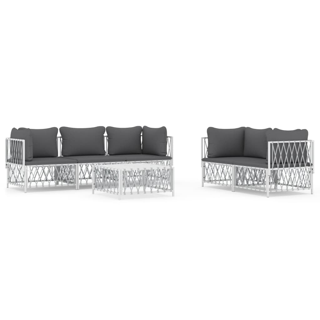6-delige Loungeset met kussens staal wit is nu te koop bij PeponiXL, paradijselijk wonen!