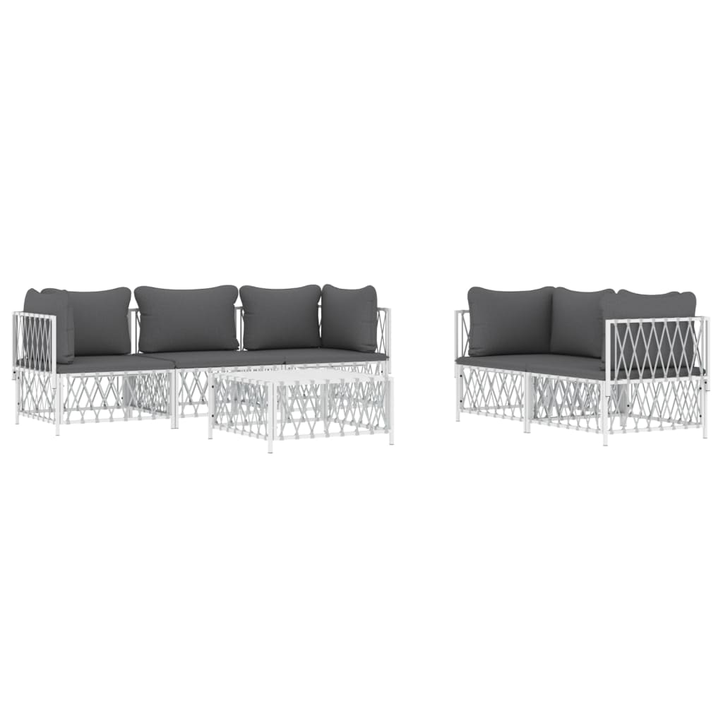 6-delige Loungeset met kussens staal wit is nu te koop bij PeponiXL, paradijselijk wonen!