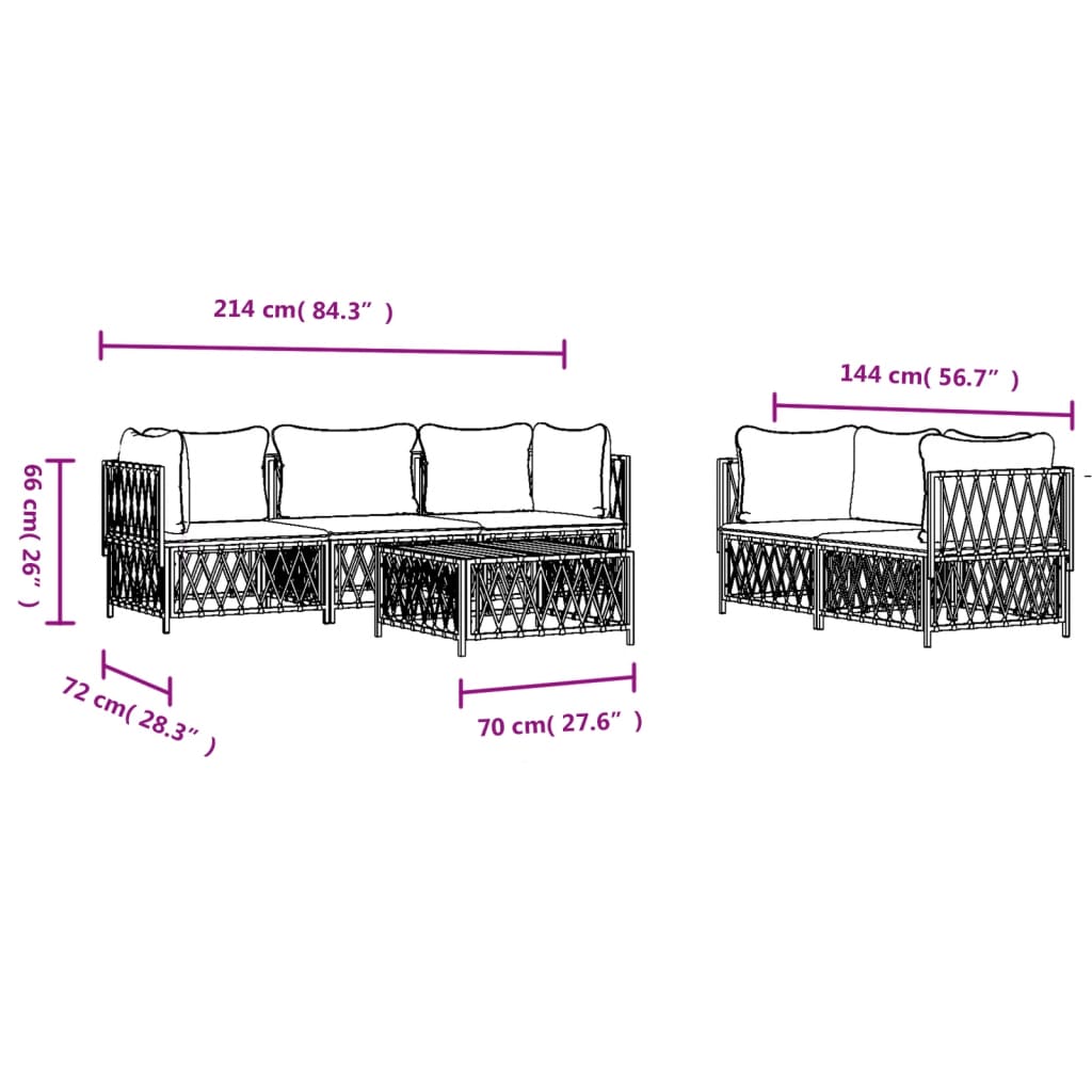 6-delige Loungeset met kussens staal wit is nu te koop bij PeponiXL, paradijselijk wonen!