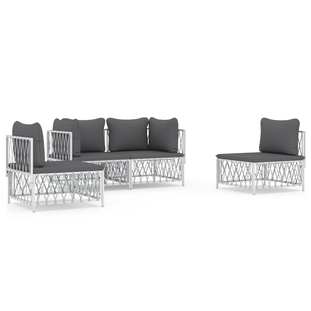 4-delige Loungeset met kussens staal wit is nu te koop bij PeponiXL, paradijselijk wonen!