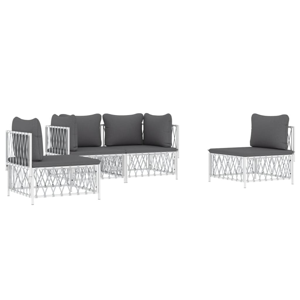 4-delige Loungeset met kussens staal wit is nu te koop bij PeponiXL, paradijselijk wonen!