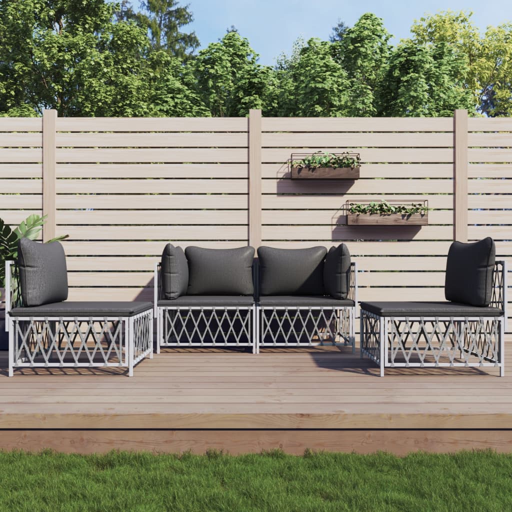 4-delige Loungeset met kussens staal wit is nu te koop bij PeponiXL, paradijselijk wonen!
