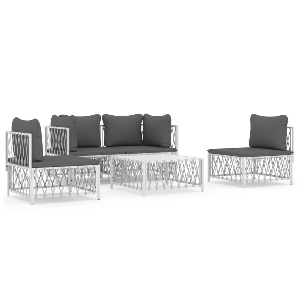 5-delige Loungeset met kussens staal wit is nu te koop bij PeponiXL, paradijselijk wonen!